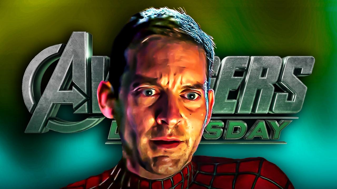 Tobey Maguire as Spider-Man; Avengers Doomsday Logo.